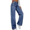 Women's High Waist Washed Women's Jeans Fashionable Versatile Straight Leg Pants