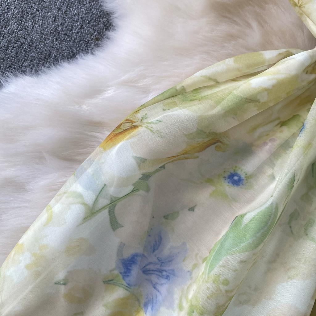 Summer Women Print Sleeveless Long Midi Oversize Loose Holiday Seaside Lace-up Dresses