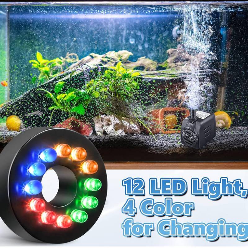 Water Fountain Led Light With Changing Leds For Aquarium Decor And Fish Tank Ambience