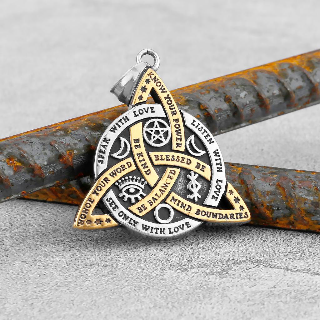 Viking Celtic Knot Pendant Necklace Stainless Steel Men Chain Odin Protection Amulet Gothic Jewelry Gift
