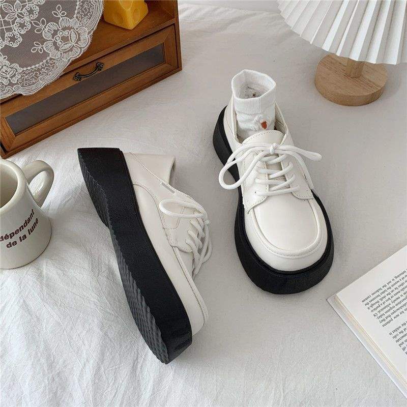 Small leather shoes women's British style spring and autumn soft-soled lace-up single shoes 2025 new retro student Oxford shoes