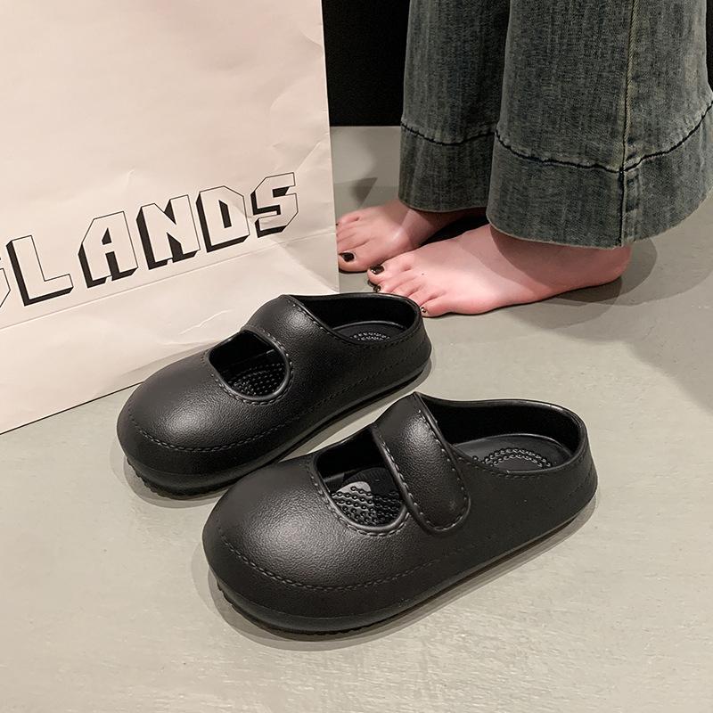 Thick-soled Velcro Doudou shoes women's 2025 spring new Mary Jane slippers shallow mouth comfortable versatile women's shoes outside
