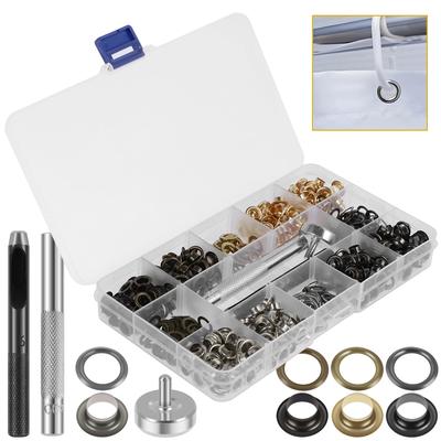400er Set Manuelles Ösen-Set 3/16 Zoll Ösen Stanz-Set mit Lochwerkzeug 4 Farben Messingösen für Stoff Leder Leinwand Schuh