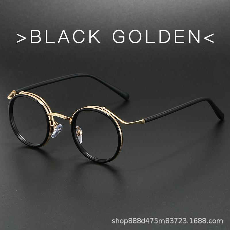Retro Brand Design Luxury Round Frame Glasses Frame for Men Women Ultralight Stainless Steel Alloy Anti Blue Light Eyeglasses