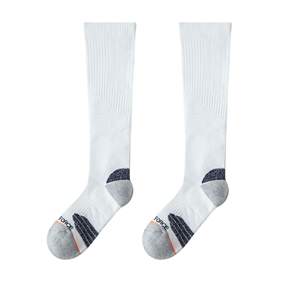 

1 пара женских зимних носков, компрессионные носки для йоги, длиной до колена, с длинными трубками, с высокой эластичностью, нескользящие, удобные, теплые чулки белый