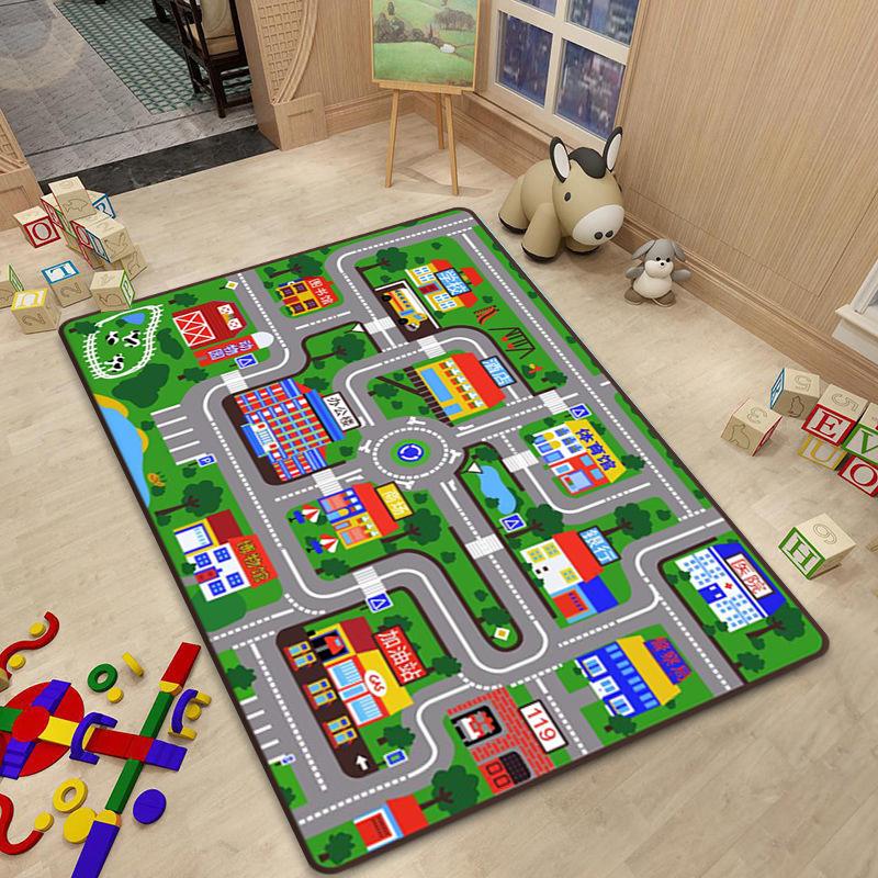 

Thickened Carpet Living Room Children s Bedroom Decoration Floor Rug Cartoon Road Play Mat Soft Tatami Carpets Non-slip 50cm x 80cm