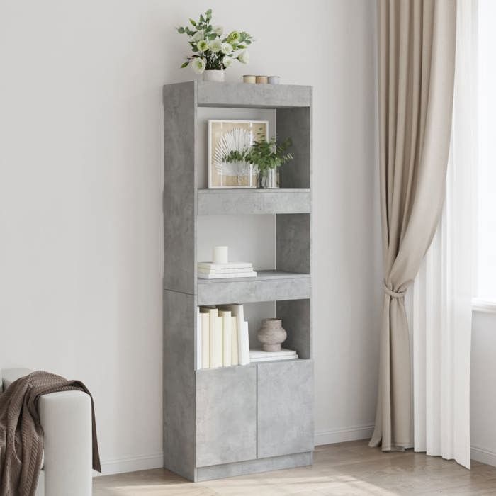 VidaXL Highboard 63x33x180 Cm Concrete Grey Engineered Wood, Bookcase, Modern Bookcase, Bookshelf 3309603