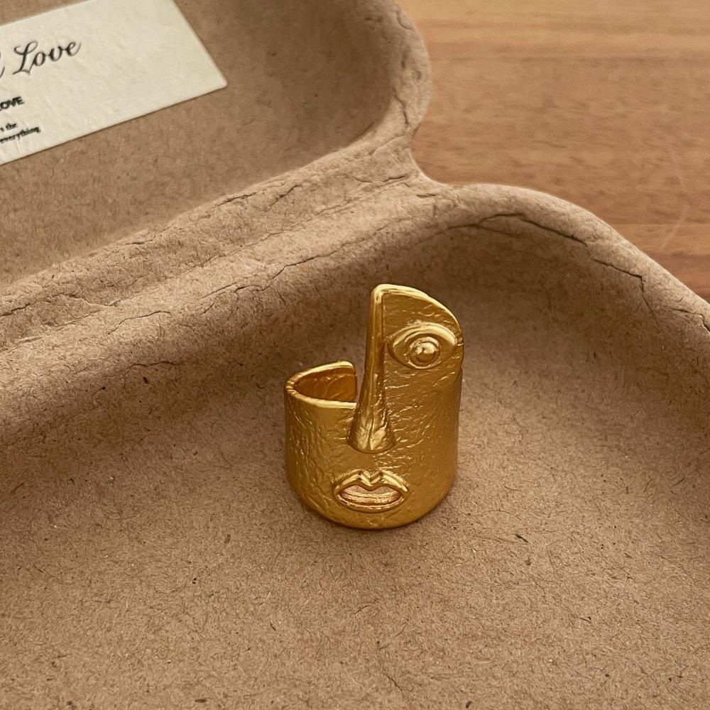 Women Creative Metallic Irregular Half Square Open Adjustable Cocktail Ring 14K Gold Plated Alloy Jewelry resizable золотой