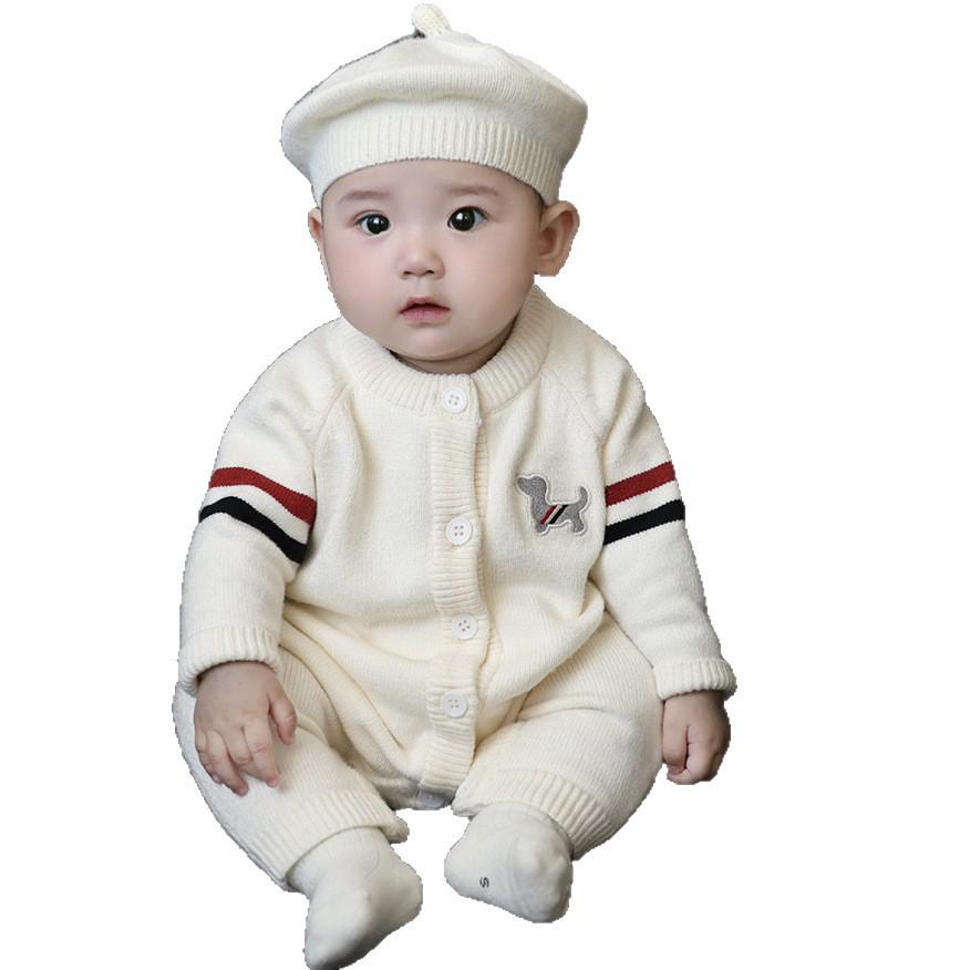 Autumn/Winter Newborn Boys Knitted Jumpsuit: Outdoor & Crawling Wear