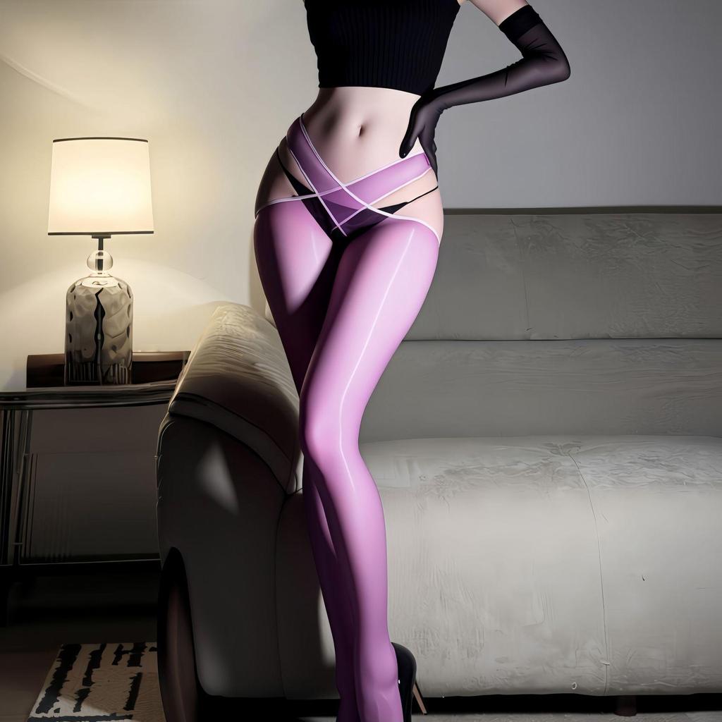 Black Silk Open Crotch Fishnet Stockings, Plus Size Garter, Sexy Bed Flirting Stockings