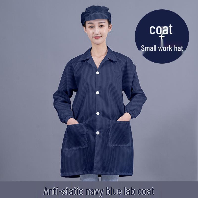 Unisex Striped Antistatic Lab Coat for Dust-Free and Static Protection