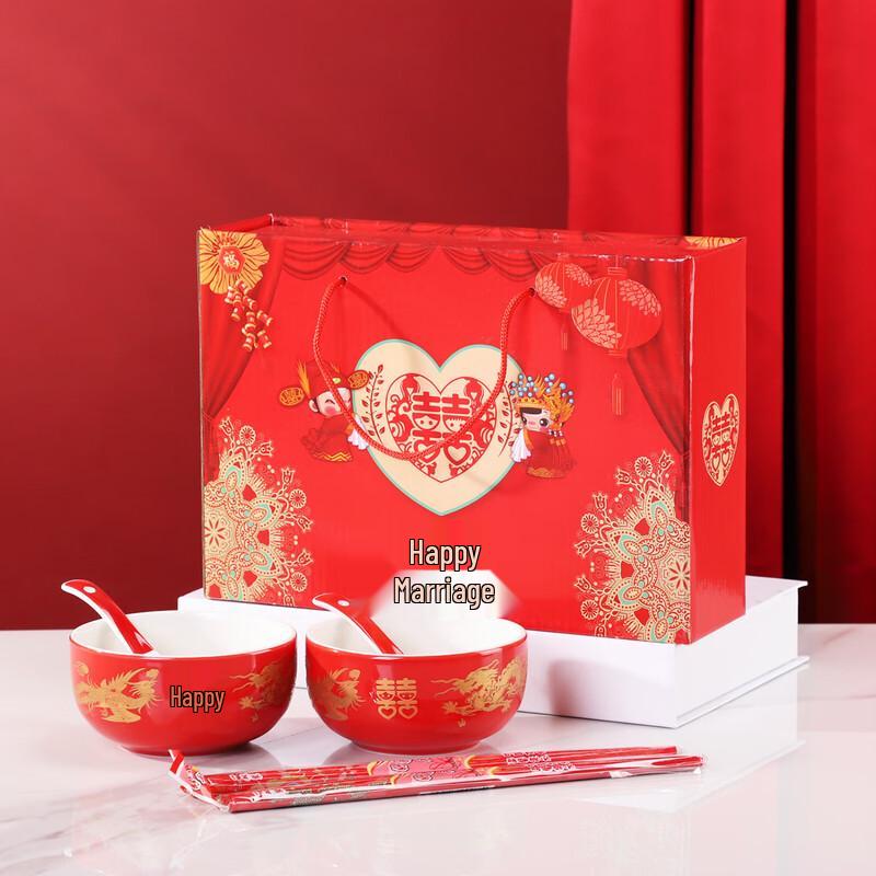 Ceramic Couple Bowl & Chopstick Gift Set