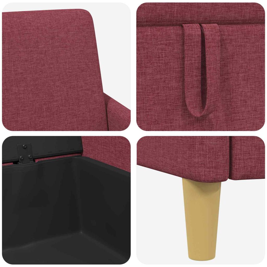 Storage Sofa Set 2 pcs Burgundy Polyester