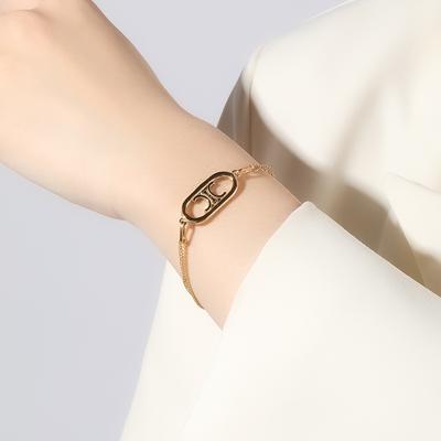 Titanium Steel European And American Bracelet Women 'S Personality Cold Wind Design Double Clavicle Chain
