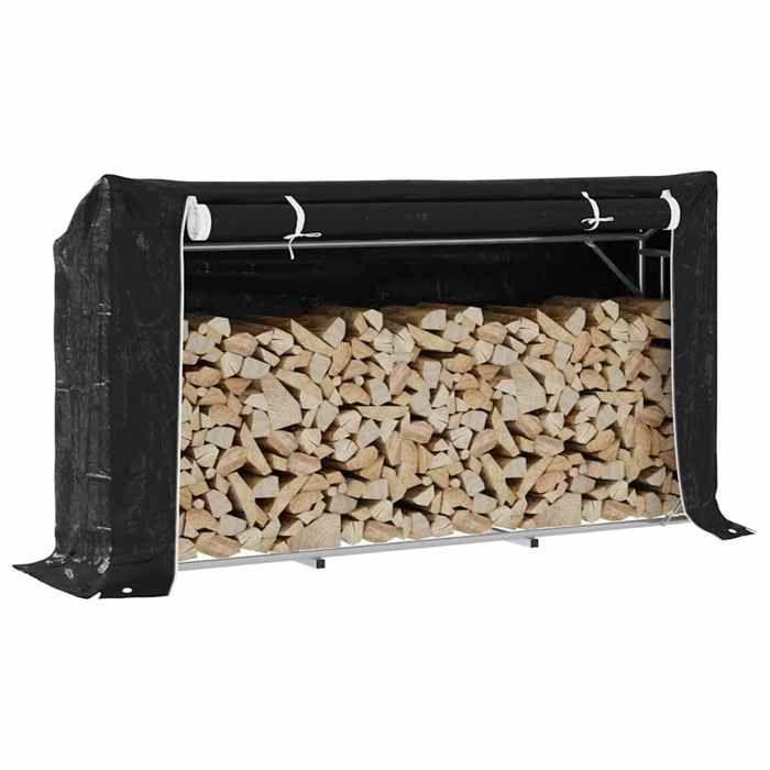 VidaXL Portant de bois de chauffage et housse de pluie acier galvanisé, stockage de bûches, porte-bûches de cheminée, 4104944