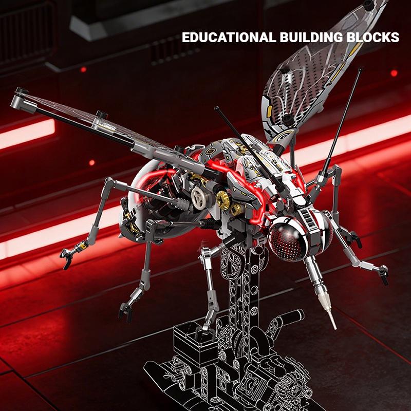 747Pcs Mechanical Mosquito With Lights Building Blocks Set, Desktop Ornament, Insect And Animal Assembly Toy, Kids Birthday Gift