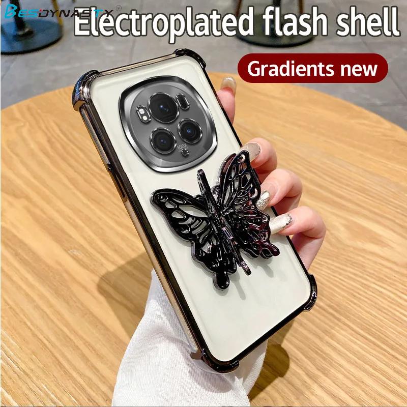 

Butterfly Bracket Plating Holder Case For Huawei Honor Magic 8 7 6 5 4 Lite Pro Shockproof Stand Cover Honor Magic7 5G