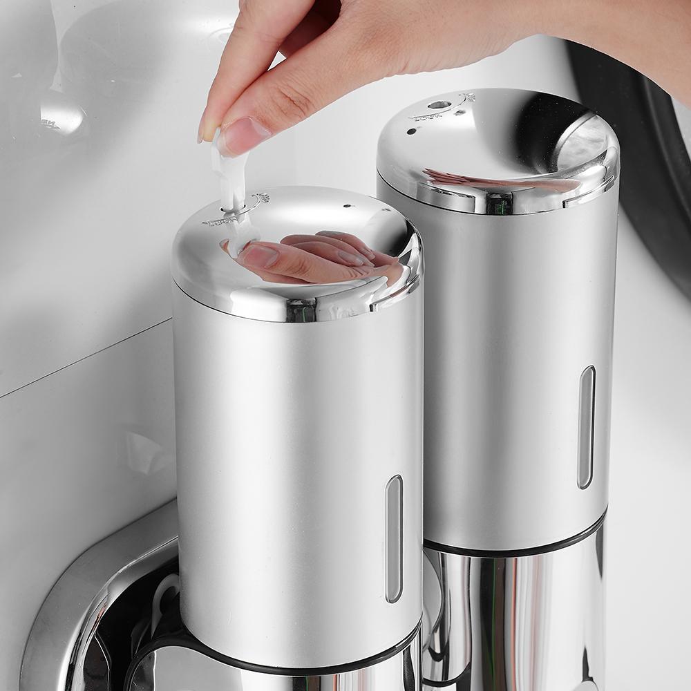 Soap Dispenser Double Headed Large Capacity Refillable Hand Sanitizer Dispenser with Clear Window Wall Mounted Shampoo Dispenser