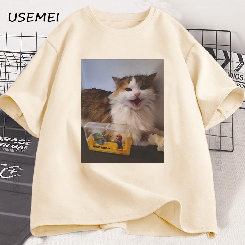 Berretto Arancione Polpo Maglietta in Cotone Stile Giapponese Grafica T-shirt Casual Cotone Manica Corta Girocollo T-shirt Abbigliamento Unisex