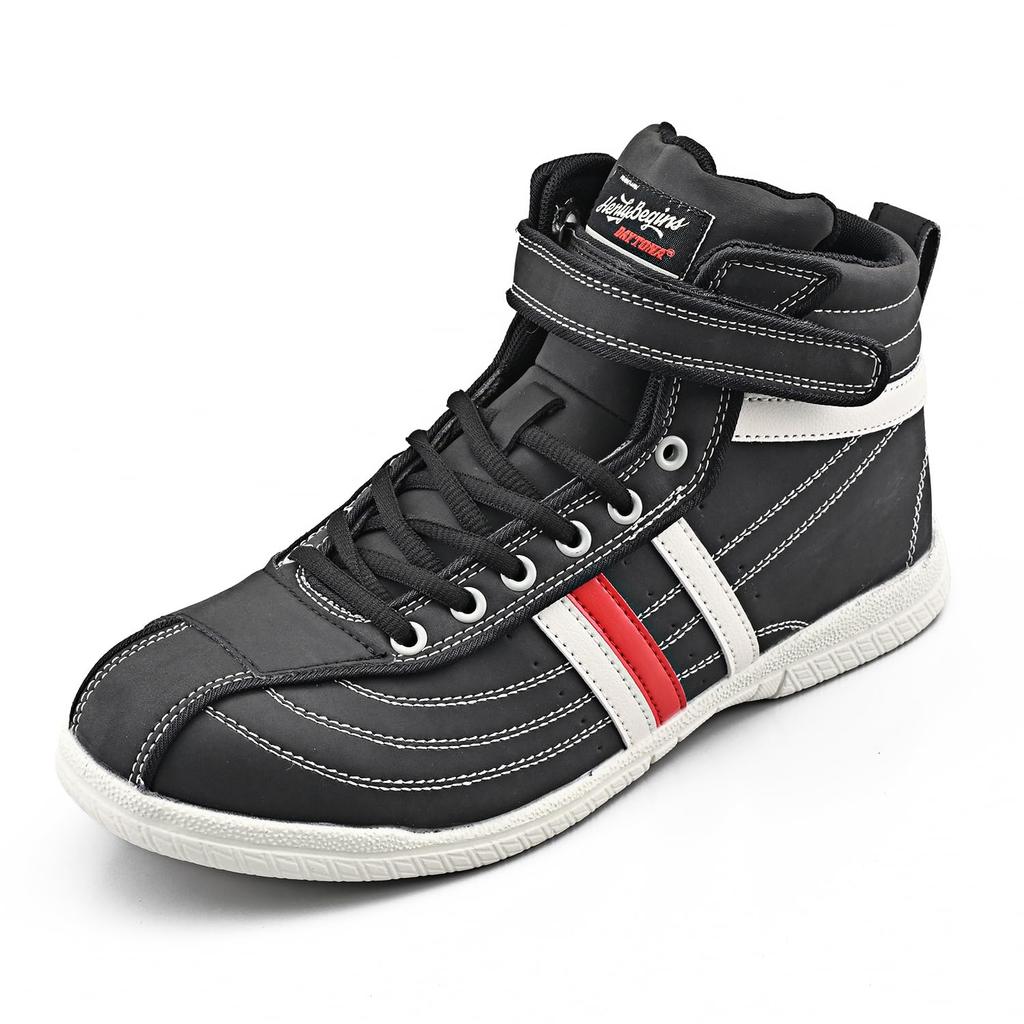 Daytona Riding Motorcycle Safety Black with White Size HBS-001+ High-Top Shoes, Shoes, Lines, 27.0cm (99067)