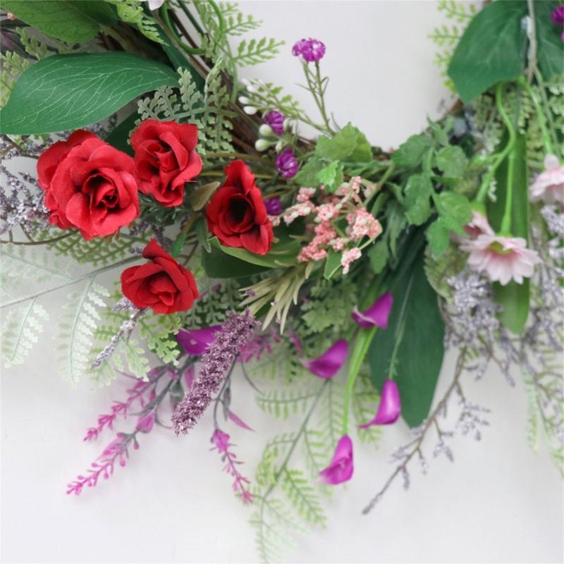Artificial Floral Garlands With Faux Blooms Accessory For Door Wall Hanging Indoors Outdoor Celebration Event