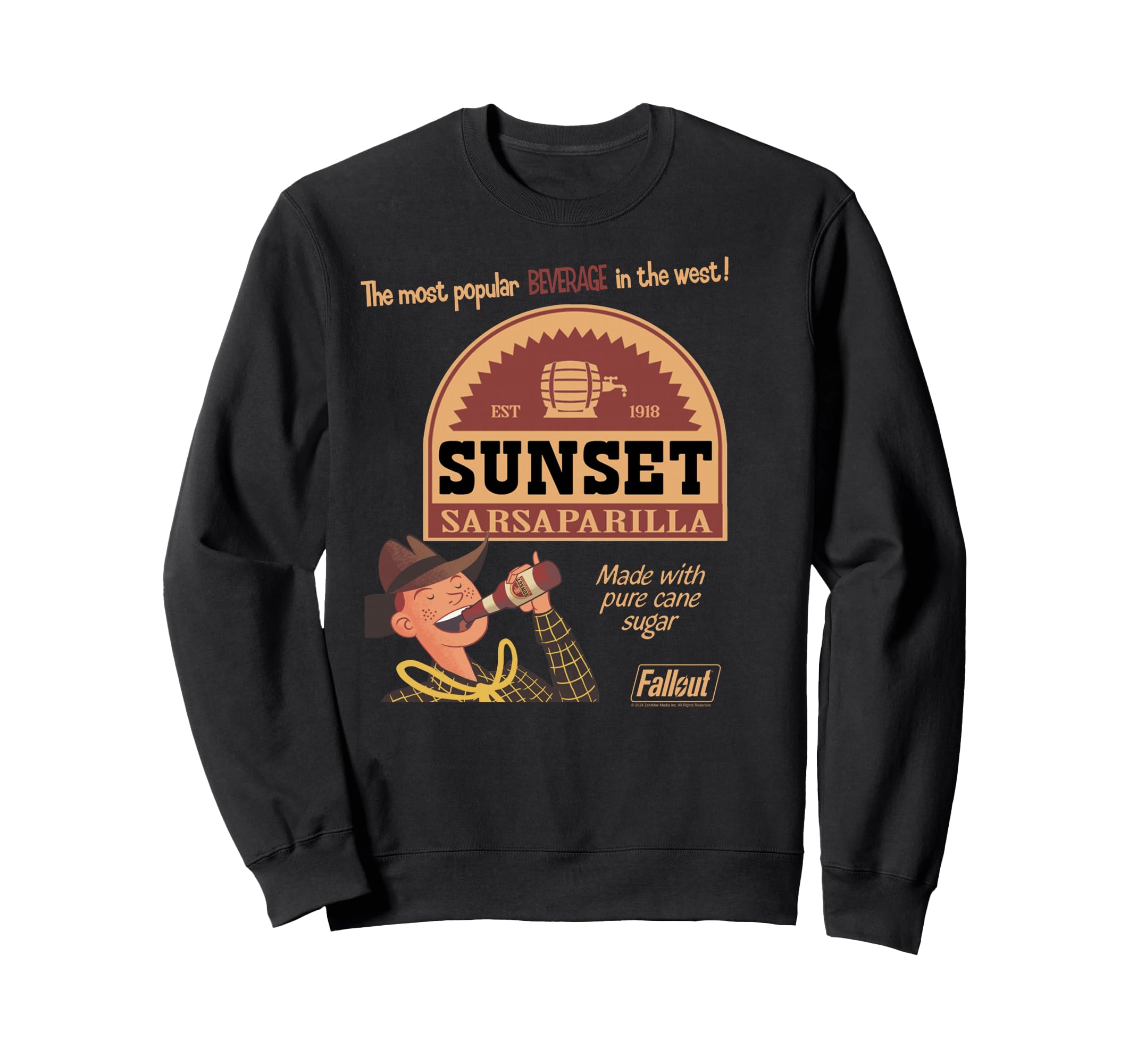

Fallout Video Game Sunset Sarsaparilla Vintage Ad Sweatshirt
