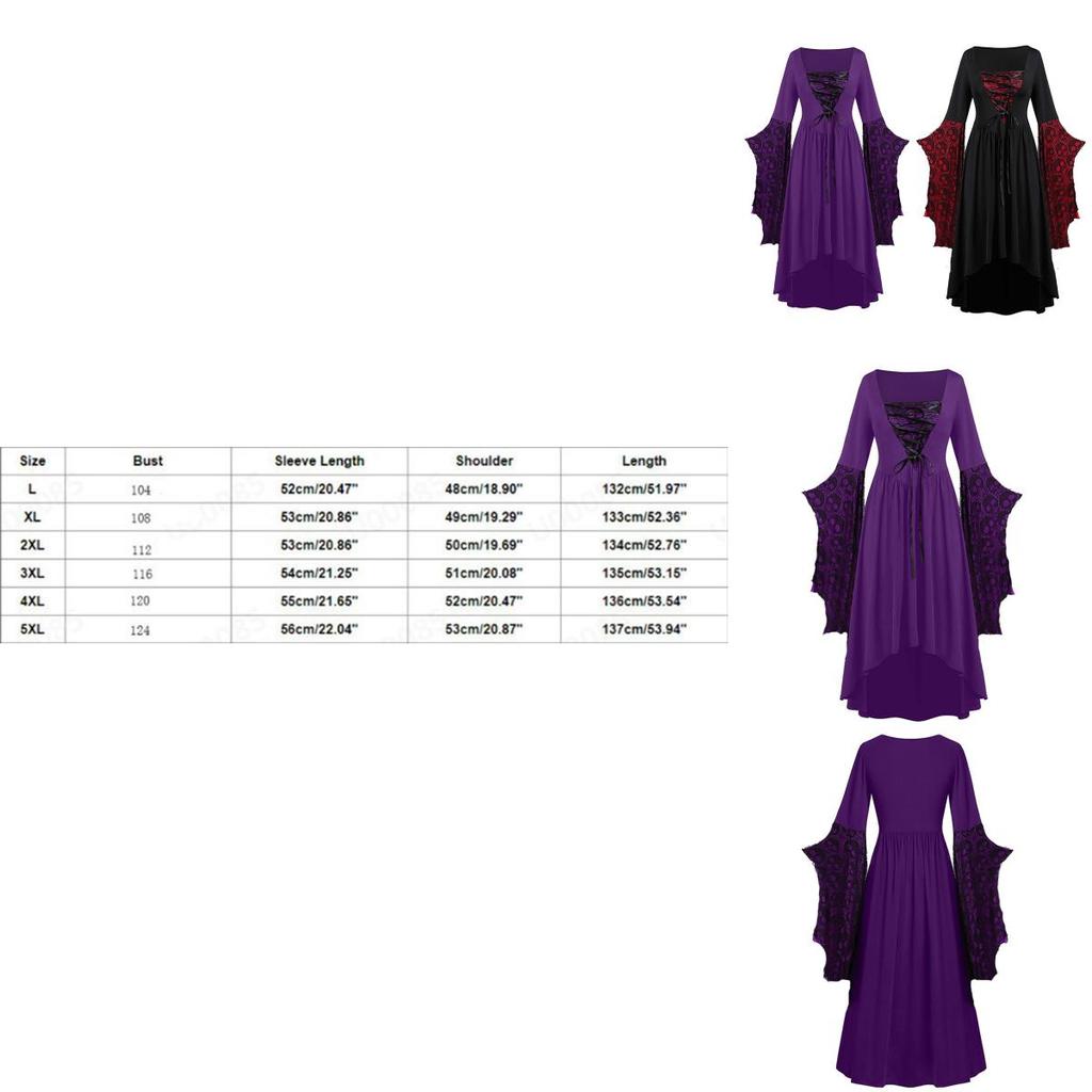 Women's Medieval Renaissance Costume Flared Sleeves And Long Skirt For A Classic Look