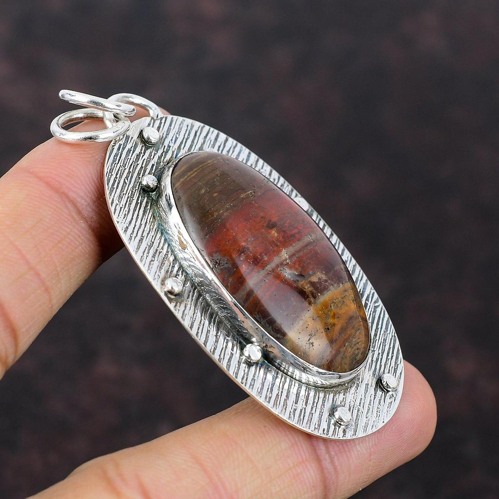 Red Snakeskin Jasper Pendant 925 Sterling Silver Pendant Genuine Gemstone Jewelry Handmade Unique Style Pendant Gift For Wife Silver Jewelry
