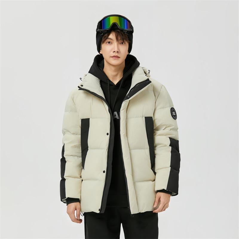 

Outdoor sports mountain couple hooded down jacket contrasting winter men s down jacket M
