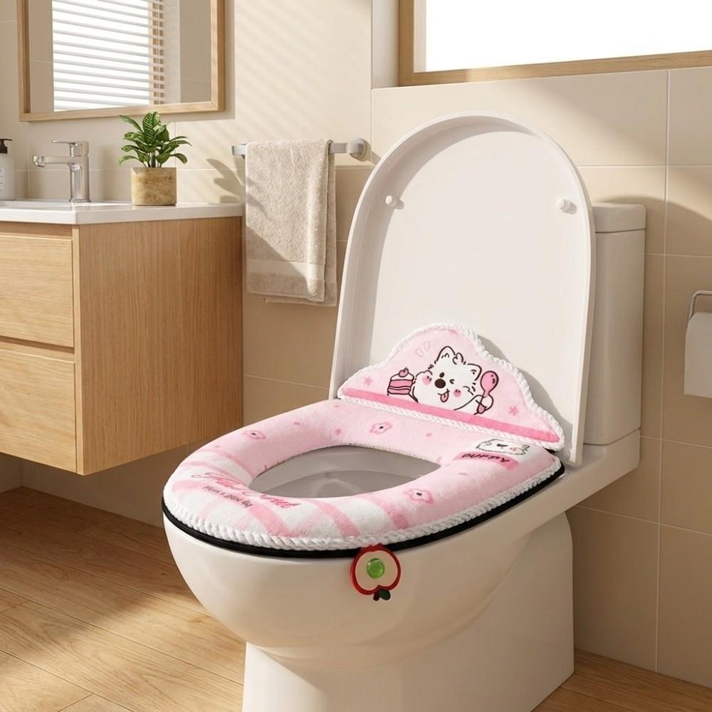 Zippered Plush Toilet Cushion With Backrest Toilet Seat Mat Toilet Seat Pad Winter Use