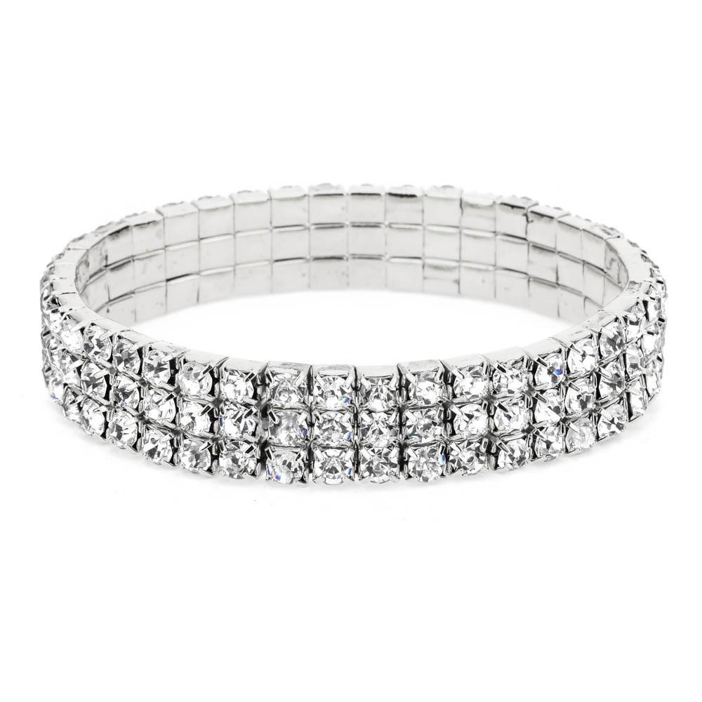 Módní a luxusní svatební nákrčník plný diamant, korejská verze Třířadý náramek Flash Diamond elastický diamantový nákrčník, křišťálová ozdoba na chodidlo