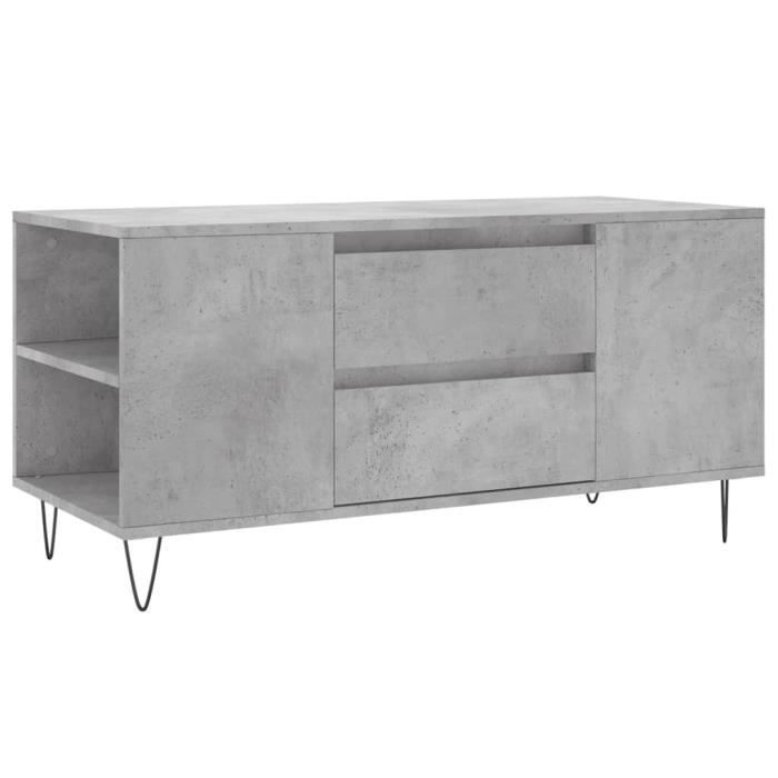 VidaXL Table basse gris béton 102x44,5x50 cm bois d'ingénierie 831000