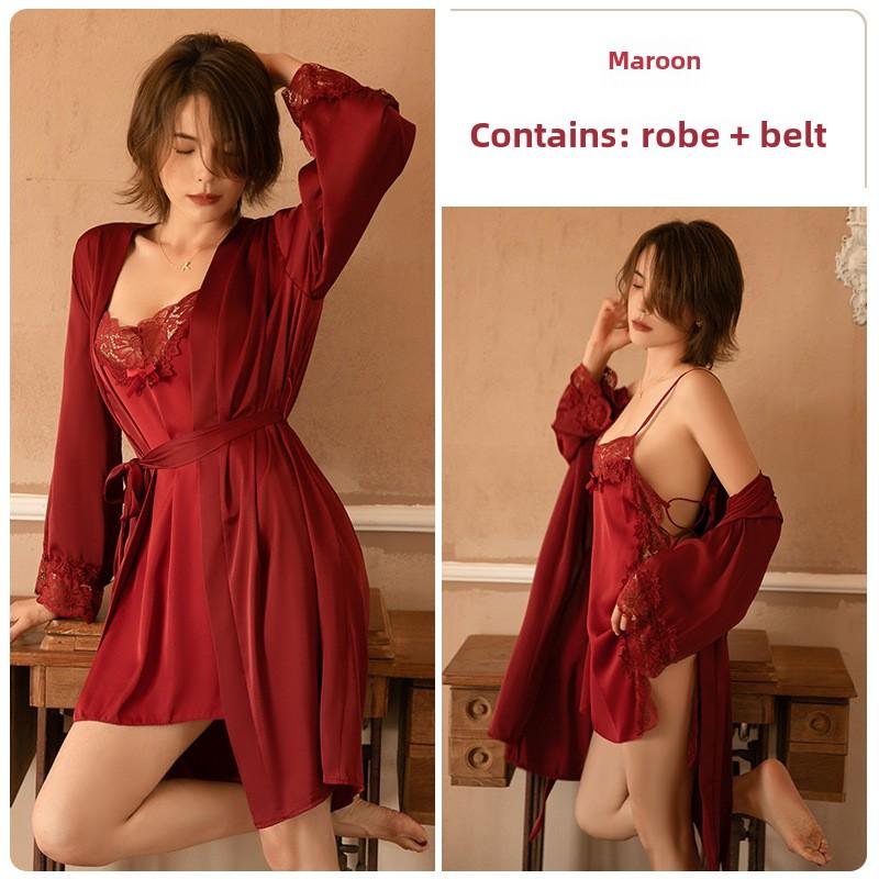 Erotické prádlo velké velikosti Sexy pokušení Halter Krajkové podvazkové noční košilky Loungewear