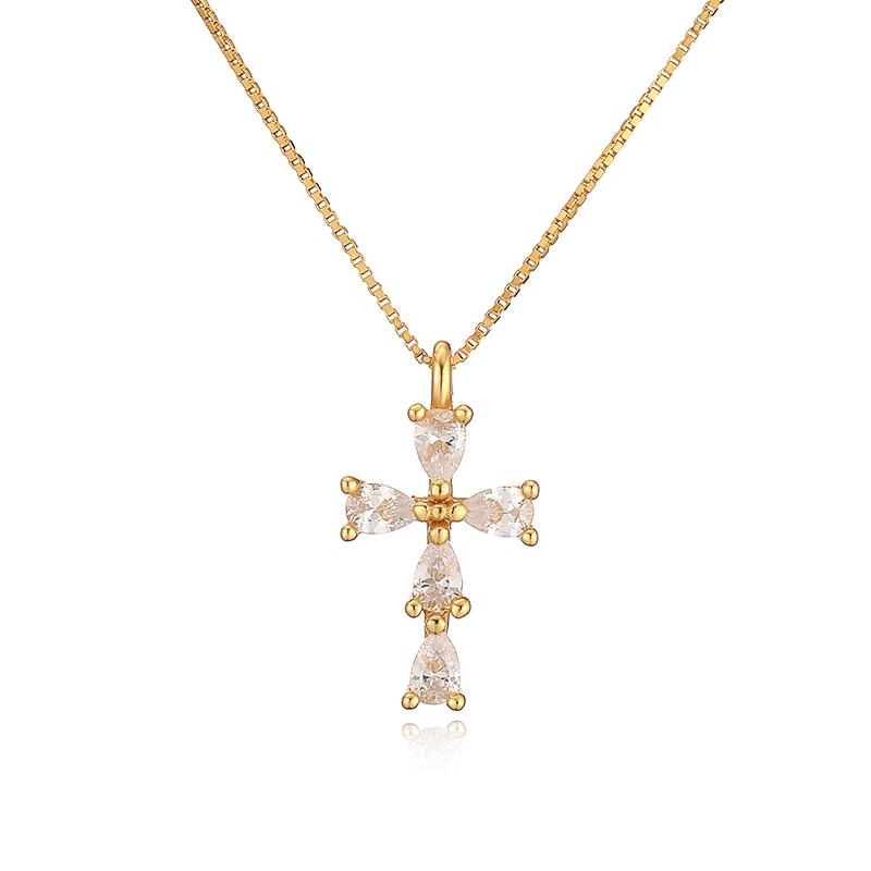 

S925 Silver Zircon Cross Pendants Necklaces Light Gothic Cross Pendant Chain Fashion Jewelry for Women Charms SL22