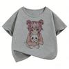 Japanese Anime Style Girl with Cat Design T Shirts Manga Kids Childrens Tshirt Boys Girls Summer Spring Casual Top Tee Shirt