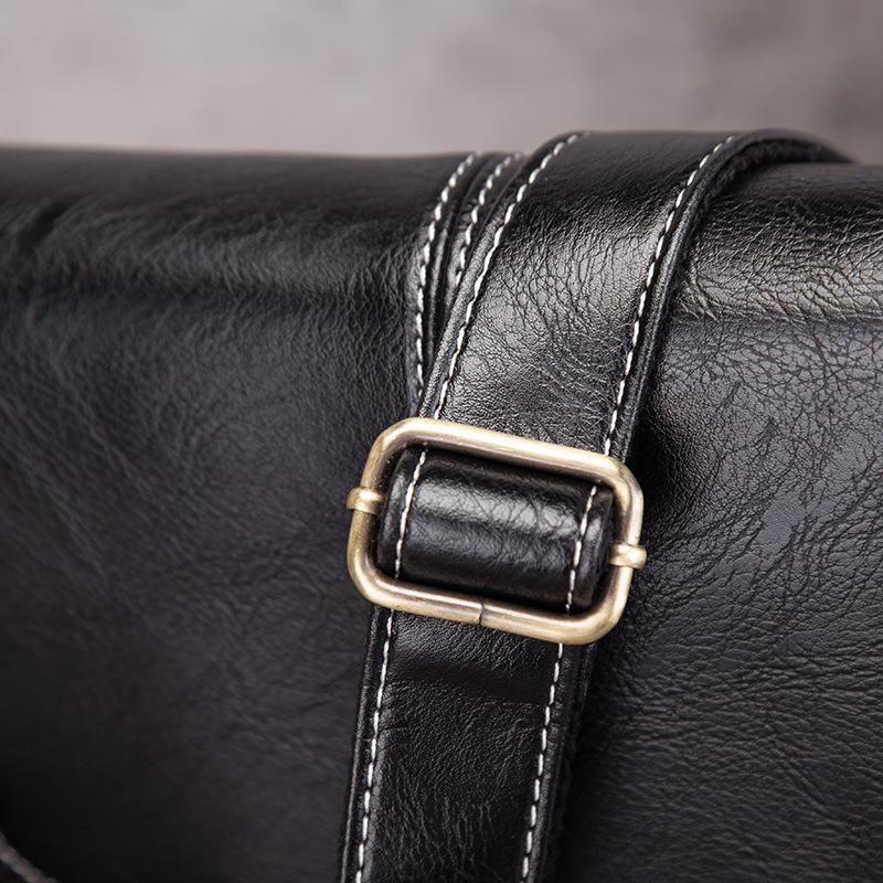 Men's Soft Leather Korean-Style Casual Messenger Bag – Small Vertical Flip Shoulder Bag