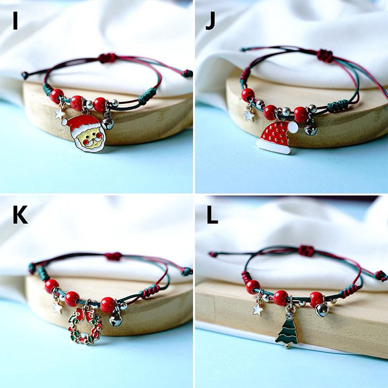 

1шт олень рождественский подарок кулон браслет рождественский сплав плетеный веревочный браслет Санта-Клаус рождественская елка J