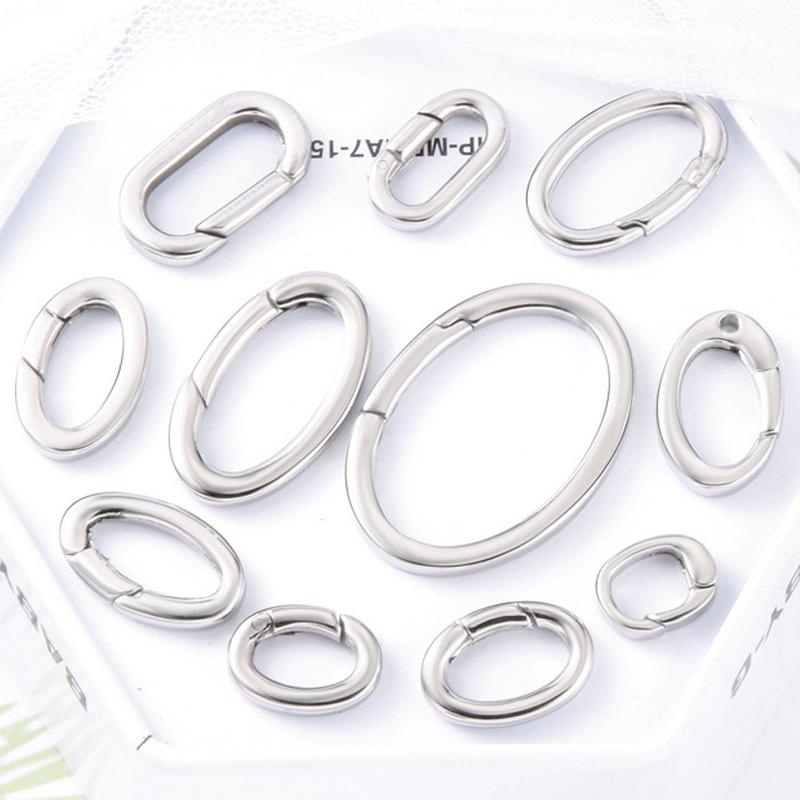 2pcs/1pc Stainless Steel Spring Lobster Clasp Oval Clasp for Keychain Keyring Carabiner Key Holder Jewelry Making DIY No Fade