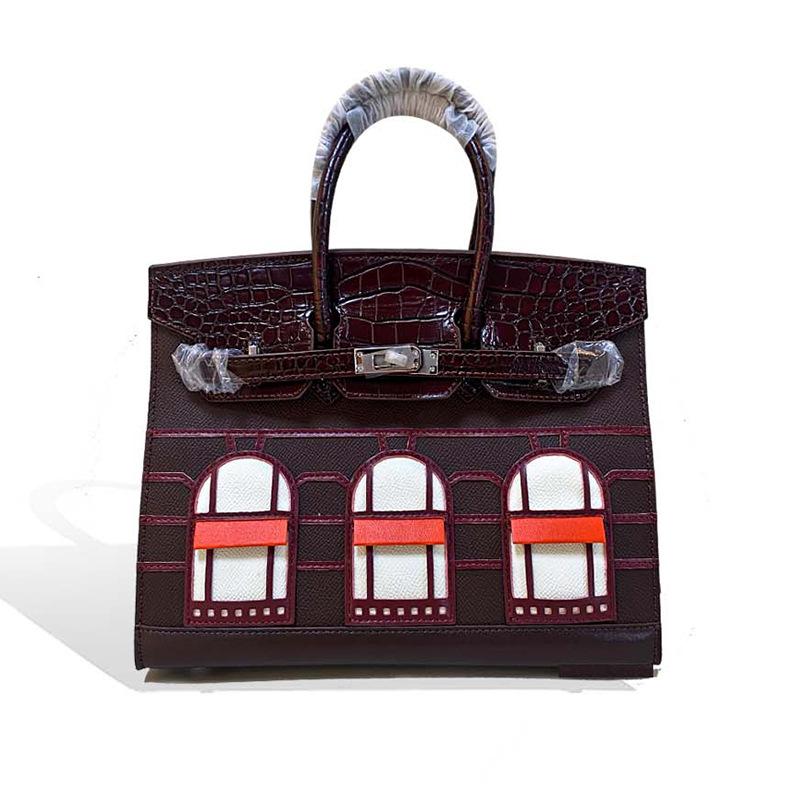 New Style High-Grade Sense Crocodile Pattern Real Leather Bag Luxury Fashion Versatile Single Shoulder Crossbody Bag Cross-Border Bulk