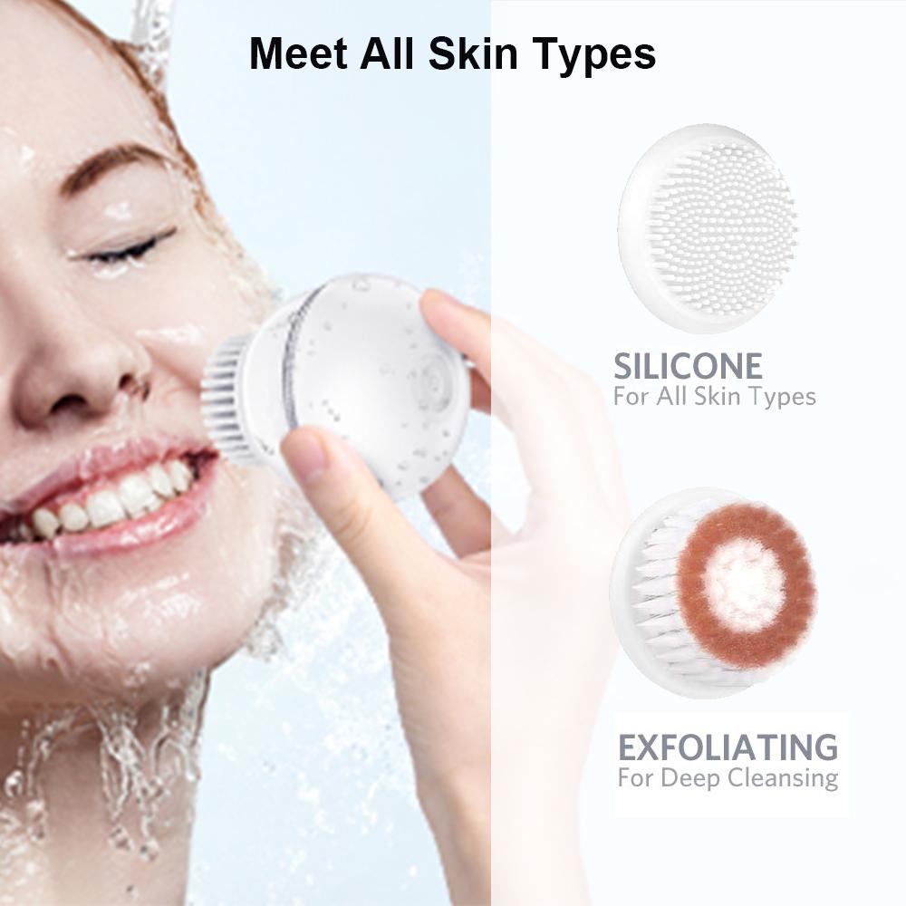 Skin Care Face Cleanser Silicone Facial Cleaner Brush Vibration Massage Rechargeable Black Head Removal