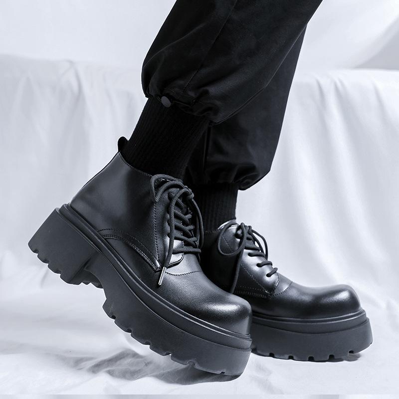 Martin boots men's autumn and winter mid-top thick-soled high-top leather shoes British heightening locomotive tooling short boots 18955-R