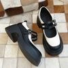 Korean Version Thick Heel Thick Heel Elevated Increase Womens Shoes 2024 New All-match Mary Jane Small Leather Shoes Summertime