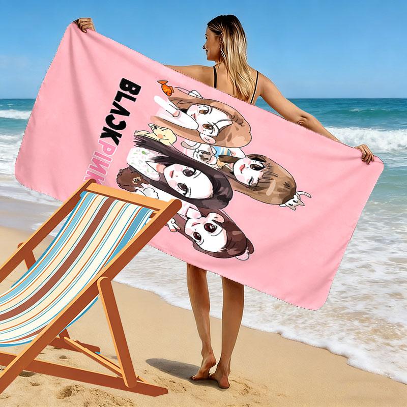 Blackpink Print Beach Towel, Large Soft Quick Dry Towel for Beach Camping Swimming