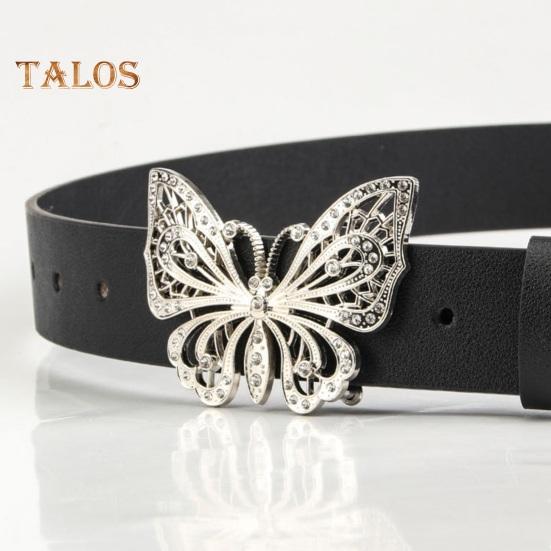 Rhinestones Butterflies Decor Belt Adjustable Length Multi Holes Design Women Waistband Solid Color Belt Costume Accessories