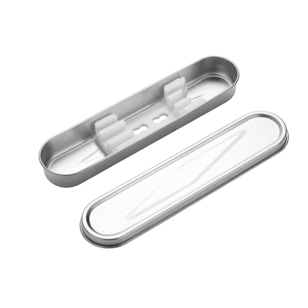 Caixa de Armazenamento Portátil de Aço Inoxidável para Talheres Porta-Escova de Dentes de Viagem Estojo Compacto Durável para Utensílios de Estudante com Tampa Segura