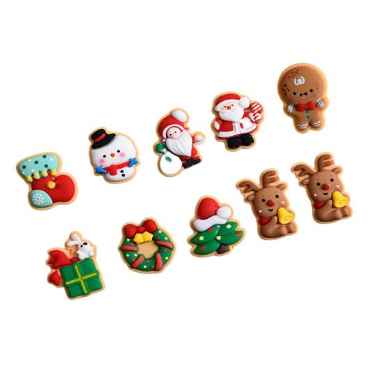 

10 шт. рождественские аксессуары из смолы милый Санта-Клаус снеговик лось рождественская елка плоская
