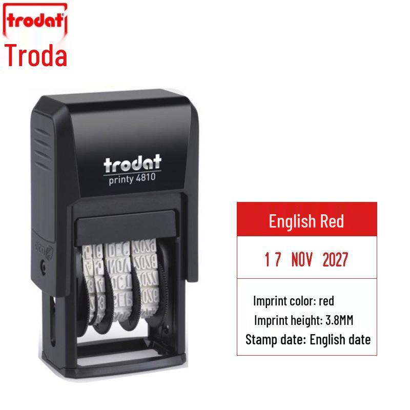 Trodat 4810 Self-Inking Date Stamp, 3.8x20mm, Adjustable, Chinese & English Dates