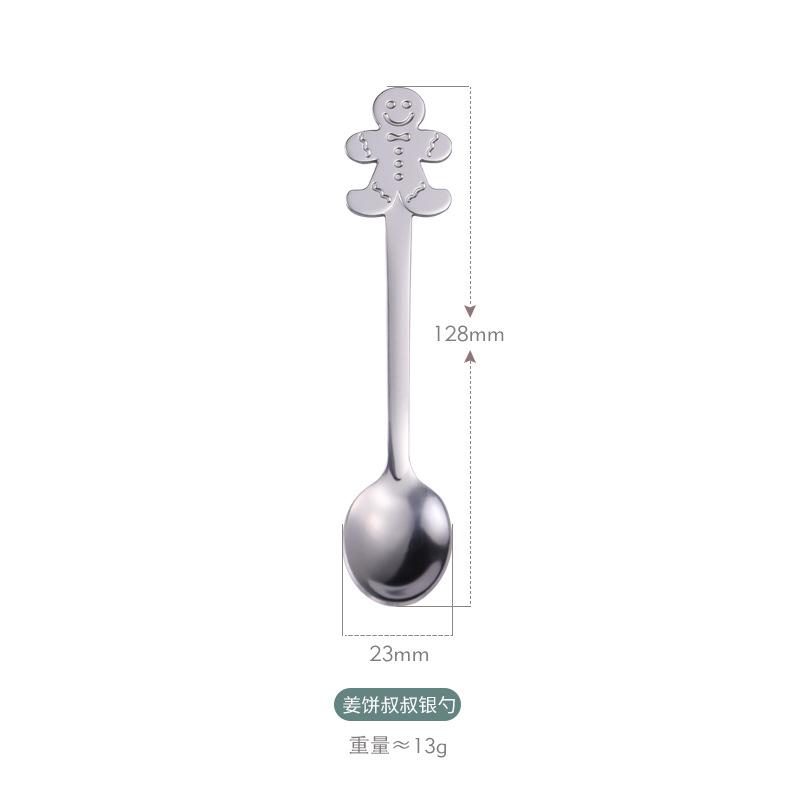 Christmas Spoon Gift Box Tableware Set Coffee Stirring Spoon Dessert Spoon Creative Cartoon Stainless Steel Christmas Spoon