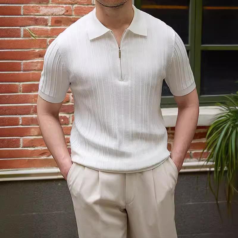 Men's 2024 Slim-Fit Short-Sleeve Polo Shirt - High-End Casual Summer Collared Top