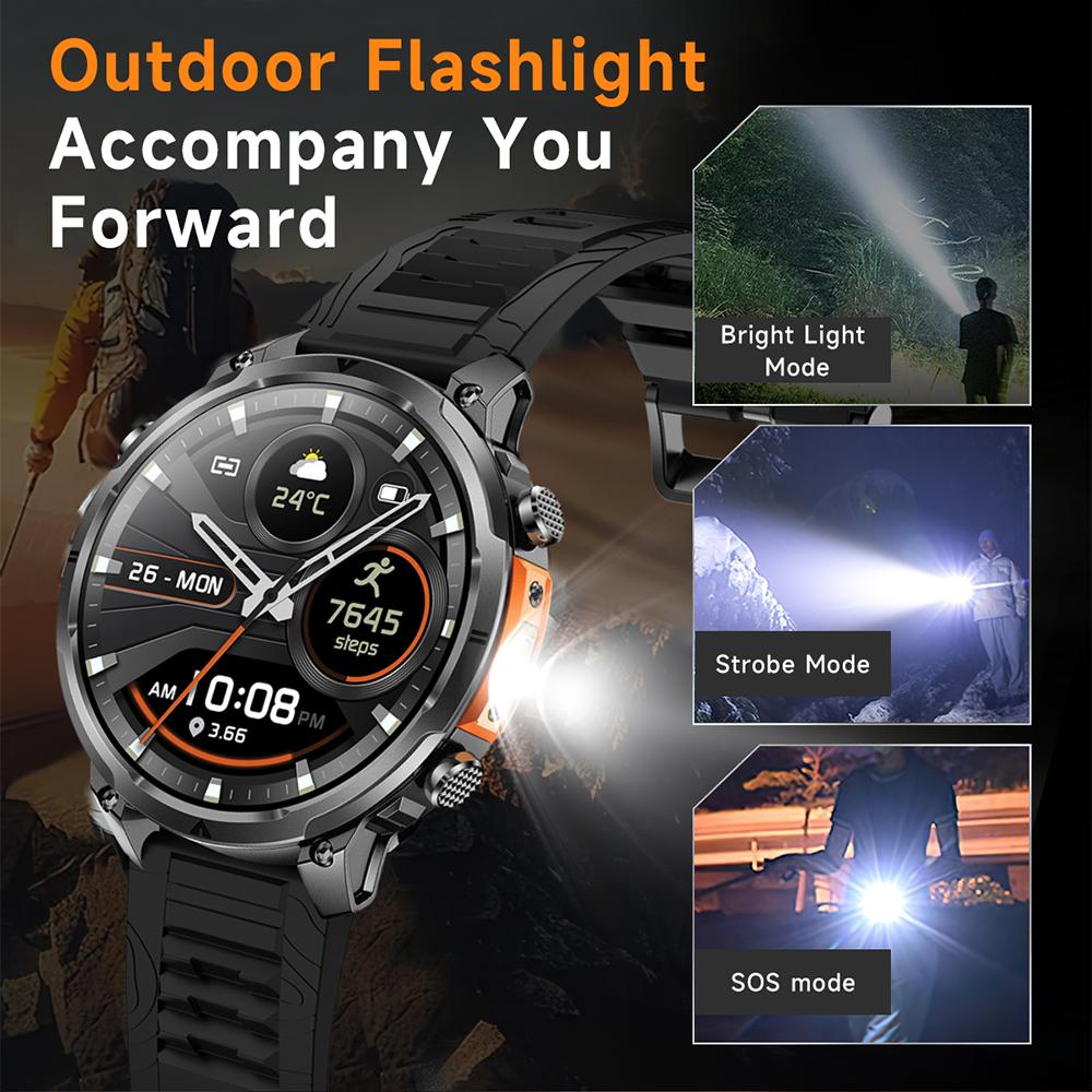 New Men GPS Smartwatch 1.7" HD Screen Military Call IP68 Waterproof 100 Sport Modes Smart Watch with 720mAh Large Battery